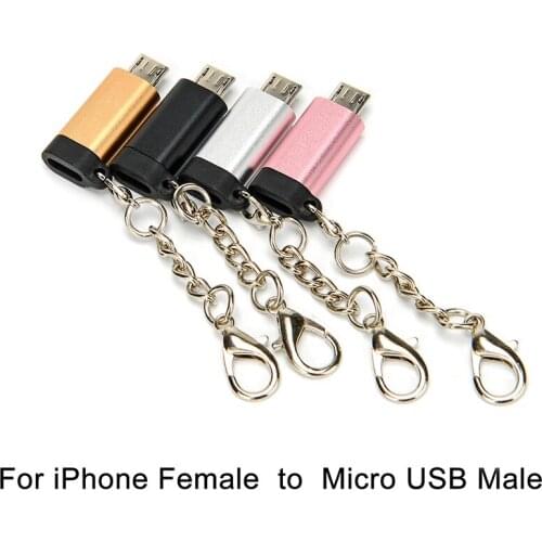 Micro USB Adapter Cable Micro USB male to For iPhone female Converter USB OTG Data Adapter with Key Chain