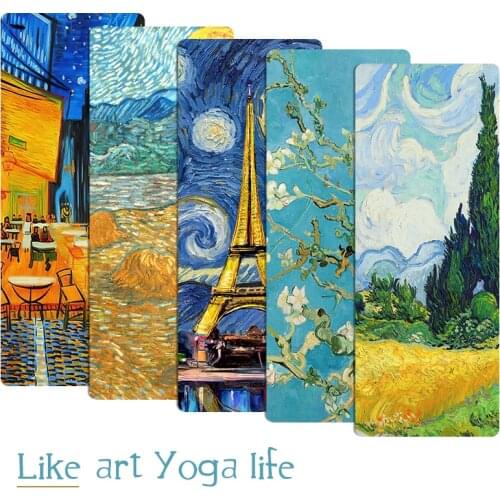 Famous Painting Printed Yoga Mat Natural Rubber Pilates Fitness Sport Tapete Non-Slip Gymnastics Mats With Free Yoga Bag Strap