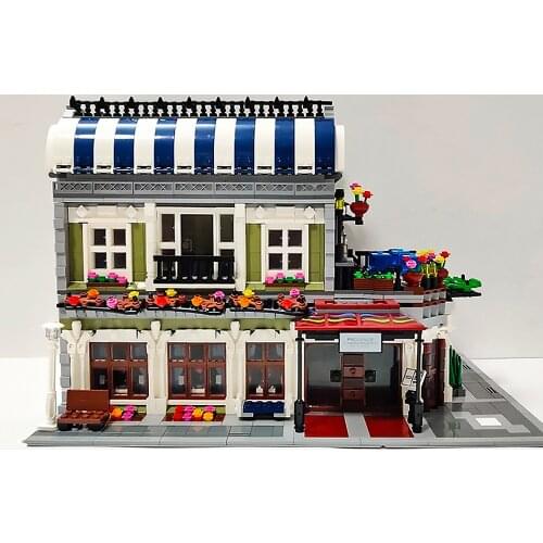 Creator Expert Street View Model Building Blocks Romatic Parisian Restaurants Moc Modular Bricks QL0920 3577pcs Downtown Dinner