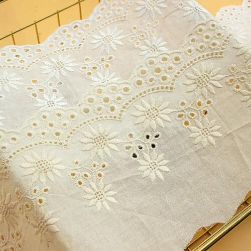 1yard White Apricot Hollow Sunflower Cotton Fabric Cloth Embroidered Diy Lace Trim Hollow Lace Fabrics Clothing Accessories 14cm