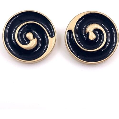 Metal buttons 23/25mm 10Pcs/Lot gold color with Black oil sweater coat decoration button accessories DIY A-19512-530