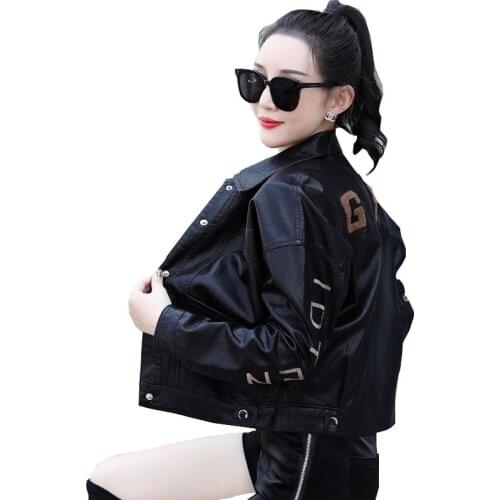 Fashion Women Leather Jacket Autumn Winter Sheepskin Coats Loose Slim Large Size Top 2021 New Elegant Student Female Coat OK1040