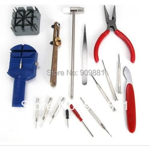 Deluxe Watch Repair Tool Kit With Watchband Link Pin Remover 16-Piece/Set Band Pin Strap Link Remover Back Opener Freeshipping