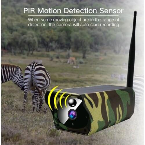 Solar Powered Outdoor Wireless Camera WiFi IP Camera Full HD 1080P Security Camera Outdoor Weatherproof PIR Alarm TF Card Slot
