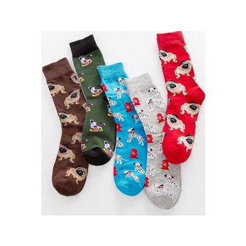 120pairs/lot new fashion mens cartoon animal pug/spotty dog print sock/pet dog print sock