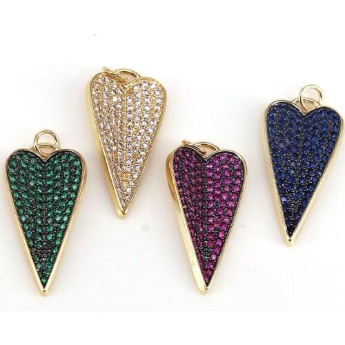 5Pcs,New Arrivals Copper Fashion Jewelry Multi Colors Cubic Zircon CZ Love Heart Charm Pendant For Women