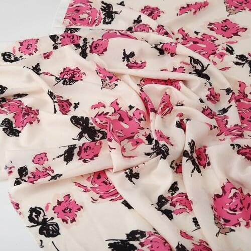 Charming Rose Printed Shirt Clothing Brand Fashion Polyester Fabric Cloth Material for Dress by the Meter Sewing DIY