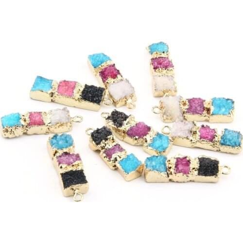 Wholesale Natural Stone Crystal Quartz Pendants Rectangle Pendant Charms for Jewelry Making DIY Necklace Accessories