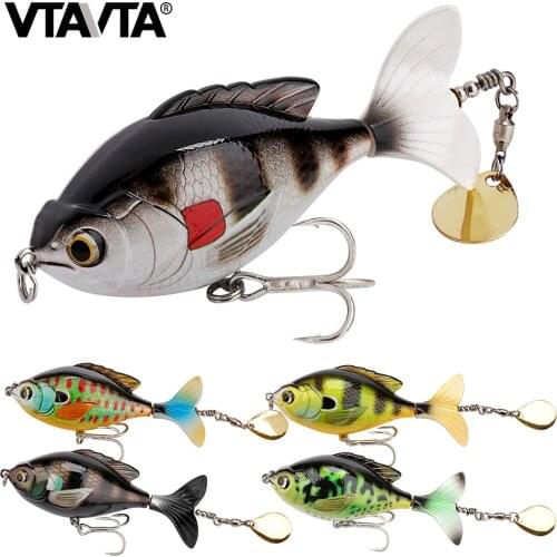VTAVTA 16g 9.5cm Topwater Whopper Popper Fishing Lure With Rotate Tail & Spinning Spoon Cankbait Wobblers For Fishing Pike Bass