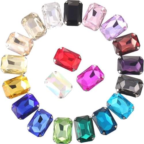 Rectangle Rhinestones For Needlework Stones and Crystals Rhinestones For Clothes Flatback Rhinestone With Silver Claw Strass DIY