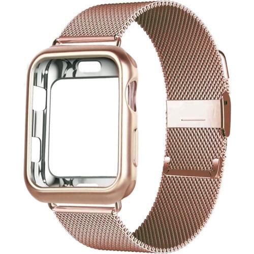 Milanese Loop strap + case For Apple Watch band Series 6 SE 5 4 40mm 44mm 38mm 42mm Steel watchband Wrist Bracelet for iwatch 6