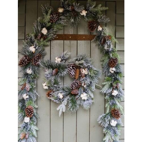 Christmas tree holiday decoration set garland rattan luxury christmas craft Nordic Christmas snow scene layout