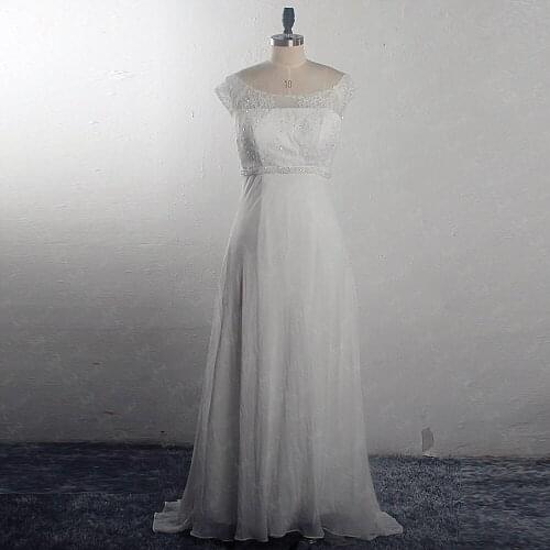 RSW1605 Real Pictures Cap Sleeves Scoop Neckline Wedding Dress Beach