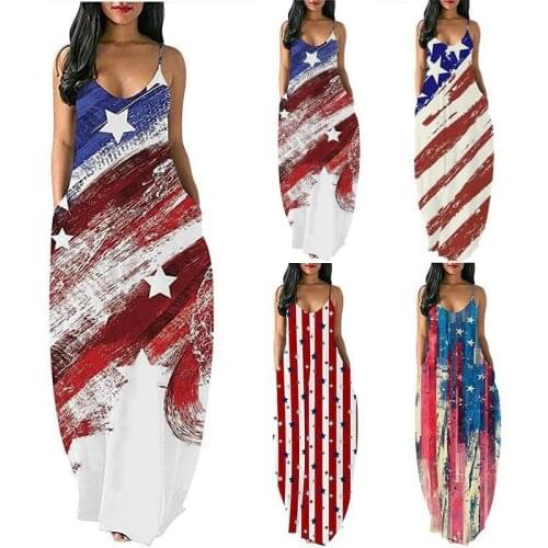 S-2XL fashion personality women dresses summer 2021 Sling sleeveless Star print Sandy beach long dress Wholesale Dropshipping