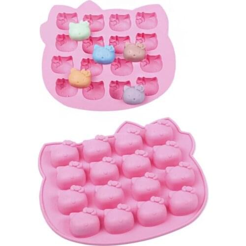 1Pc Silicone Bakeware 16 hole lovely Pink Cat Mold Even Jelly Mold Chocolate Pudding Diy