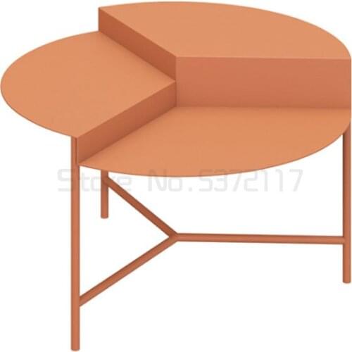 Nordic simple sofa side table creative designer living room light luxury iron shaped coffee table