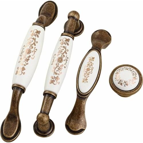 Modern minimalist European antique handle American style wardrobe door garden ceramic drawer small handle