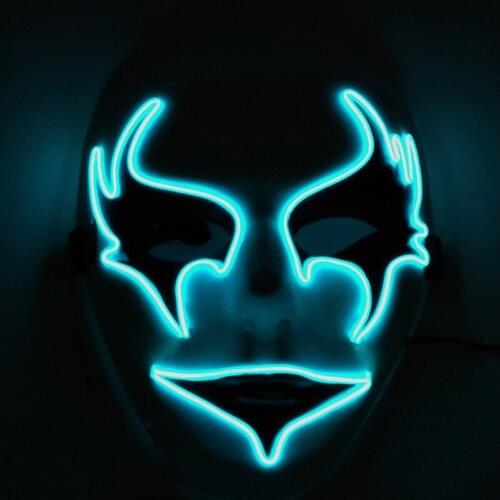 Glowing Devil EL Wire Mask Scary Face Light Up Novelty Mask For Cosplay Party Masquerade