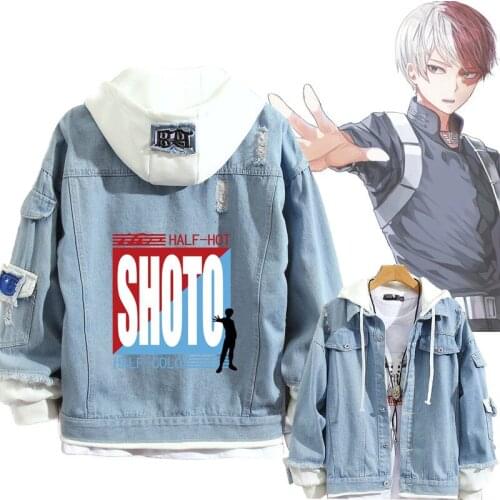 Boku No My Hero Academia Midoriya Shoto Todoroki Cosplay Hoodies Costumes Men Women Denim Jacket