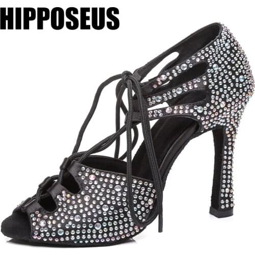 Ballroom Dance Shoes Women Tango Salsa Girls Latin Ladies Modern Dance Shoes High Heels Soft Bottom Dancing Shoes Fashion Black