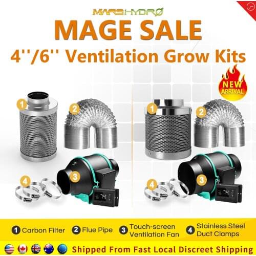 MARS HYDRO 4" Inline Duct Fan 200CFM 4” Ventilation Exhaust Fan with Speed Controller for Grow Tents, Heating Cooling Booster