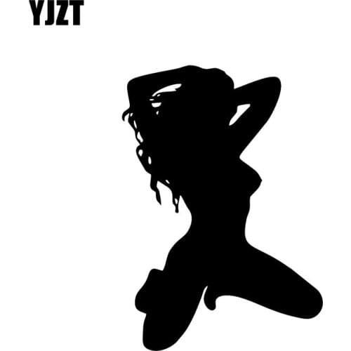 YJZT 9.3*13.6CM Hot Girl Black/Silver Car Sticker Covering The Body Skillful Manufacture Vinyl Decals C20-0248