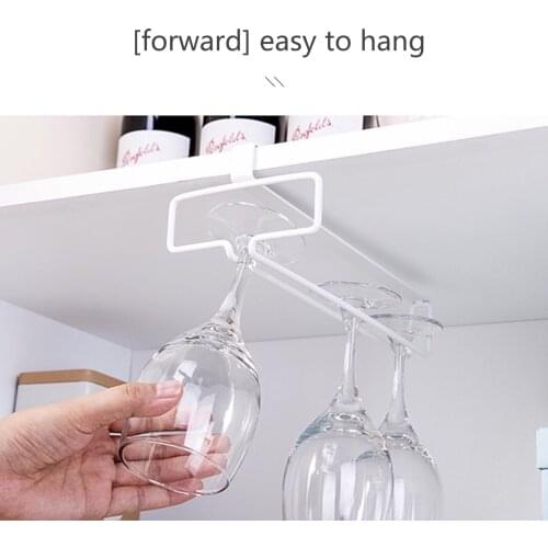 Iron Wine Glass Holder Upside Down Drain Punch-free Wire Simple Cabinet Stemware Wine Glass Rack Hanging Bar Organizer