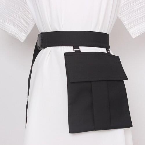 Womens runway fashion black fabric bag Cummerbunds female Dress Corsets Waistband Belts decoration wide belt TB1372