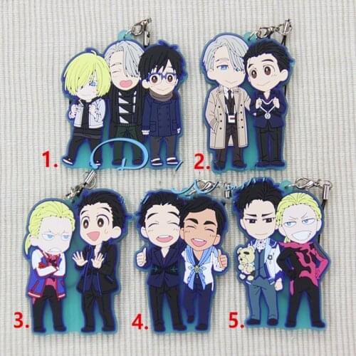 1pcs Keychain YURI on ICE Victor Yuri Katsuki Otabek Altin Phicht Resin Couples Keychain Rubber Strap Phone Pendant Keyrings