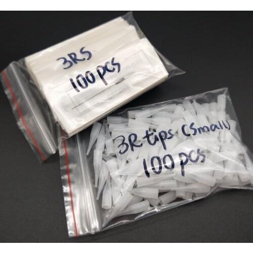 100pcs 3RS Needles and 100pcs Small Nozzle 3R Needle Tips For Permanent Makeup Gaintsun/Sunshine tattoo machine