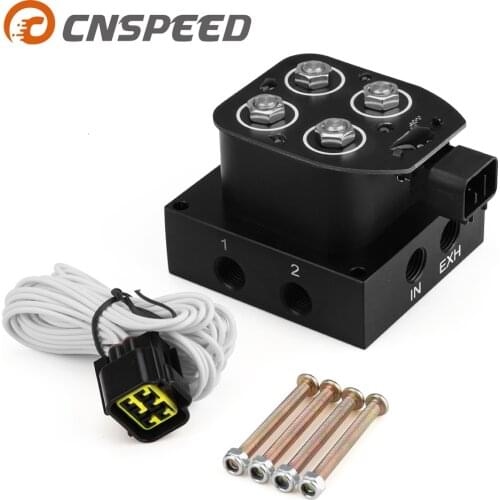 12V Air Ride Suspension Bag Controller Solenoid Valve Manifold Kit 4-Corner 300psi