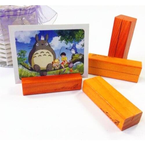 2pcs Medium 1.4X2.4X7CM Retro Wooden Messaging Clip Memo Clip Business Card Photo Holder