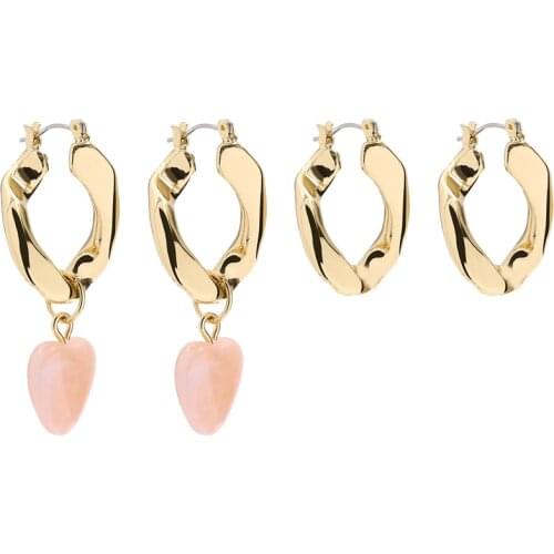 2020 New Fashion Gold Chain Twist Earrings For Women Trendy Resin Heart statement Drop Earrings Party Jewelry