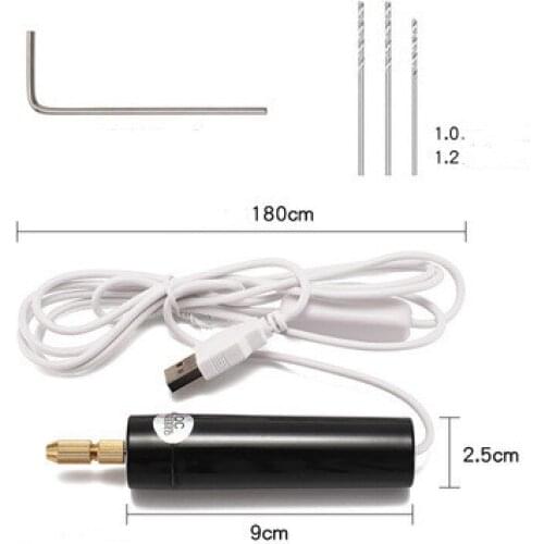 3/4/5PCS crystal Epoxy Pendant Hole Tool Black USB Mini Electric Drill