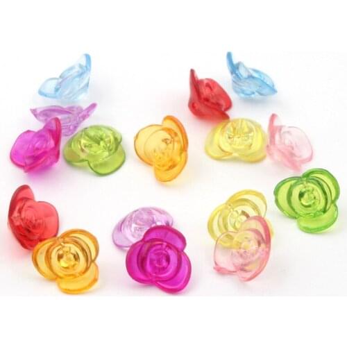 50pcs/lot Mixed Color Acrylic Flower Beads Transparent Loose Spacer Beads for Jewelry Making Bracelet Charms Diy Accessories