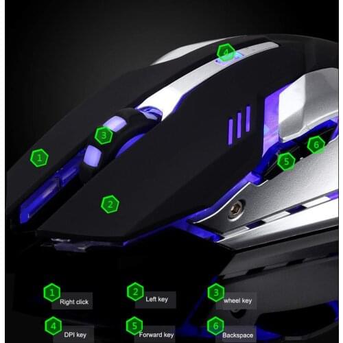 T1 wireless mouse rechargeable wireless silent gaming mouse with colorful lights and 4-speed 2400 DPI 400mah lithium battery PC