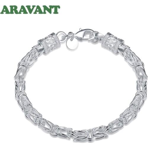 925 Sterling Silver Bracelets Bangles Women Men Fashion Charm Wedding Jewelry Accessories