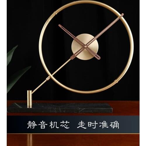 Bronze Table Clock Living Room Desktop Decoration Clock Nordic Home Personality Creativity Minimalist Display Decoration Clock