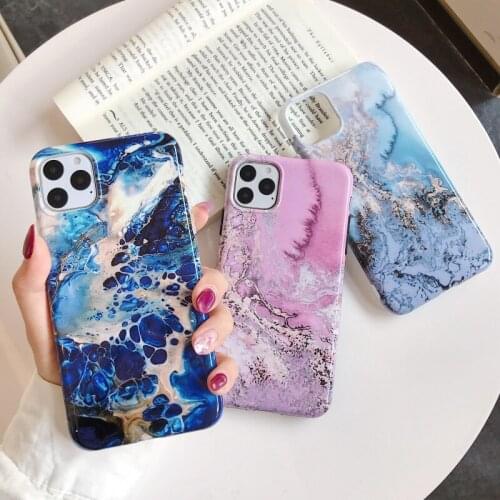 IMY phone case For iphone XR XS MAX X SE 2020 6 6s 7 8 plus 11 Pro max Fashion Art mud marble Texture Soft IMD cover coque gift