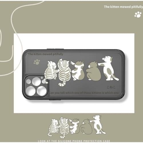 Retro Kawaii mewed cat Zebra kitten Japanese Phone Case For iPhone 11 12 Pro Max Xs Max XR Xs 7 8 Plus X 7Plus case clear Cover