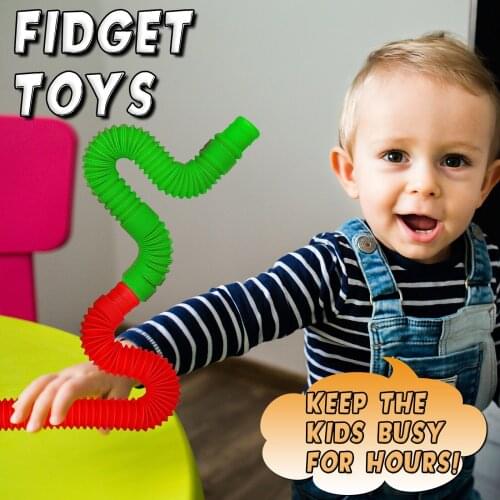 Childrens Vent Decompression Fidget Toy Telescopic Bellows Sensory Toys Color Stretch Tube Fun Telescopic Tube Squeeze jouet