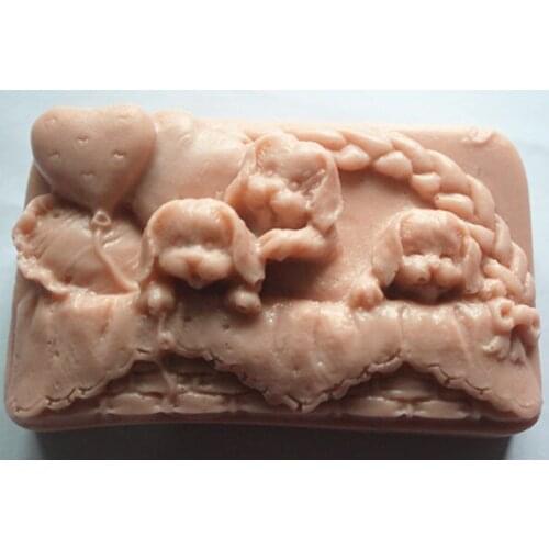 Free shipping handmade soap silica gel mould candle soap mould silicone mold for DIY three dogs