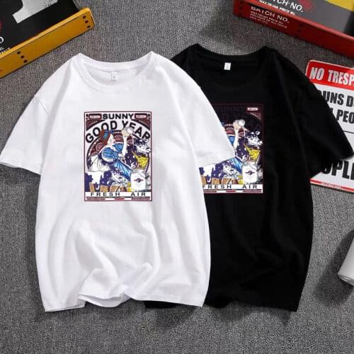 Short-sleeved T-shirt for Men Women Loose Cotton Lolita Couple Outfit Ins Korean Summer Plus Size Top Cute HongKong Fashion