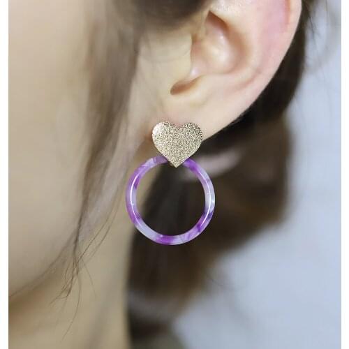 Geometric Love Acrylic Fashion Statement Drop Earrings for Women Vintage Resin Oval Round Dangle Earring 2021 Wedding Jewelry