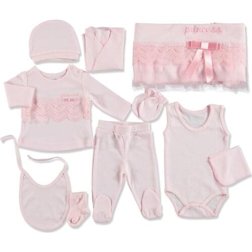 Bow Cotton Patikli Snaps Collar 10lu Newborn Hospital Output Soft 100% Cotton Baby Gift Layette Baby Set 0-3 9,9-12months