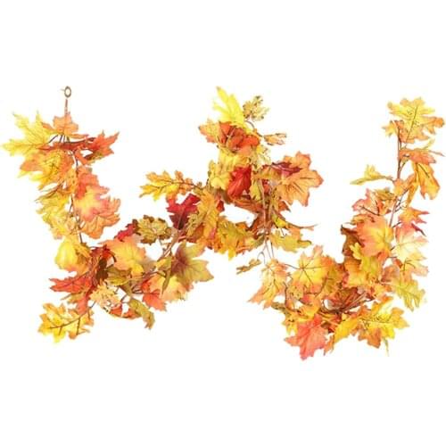 Artificial Autumn Fall Maple Leaves Garland ing Plant for Home Garden Wall Doorway Backdrop Fireplace Decoration