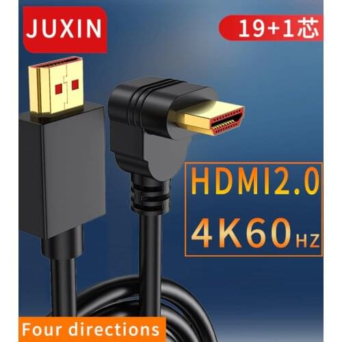 HDMI Cable 4K HDMI 2.0 Cable HDMI 90/270 Degree Angle Adapter for Apple TV PS4 Splitter Video Audio 90 Degree HDMI Cable