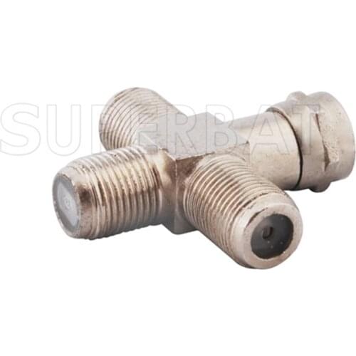 Superbat F-Type Plug Male To 3x Female Jack "+" Type 4 Way RF Coaxial Adapter Connector
