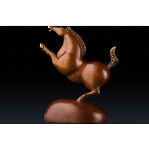 Creative Pure Copper Figurines Crafts Retro Horse Sculpture Wine Cabinet Ornaments Simulation Animal Home Decoration Accessories