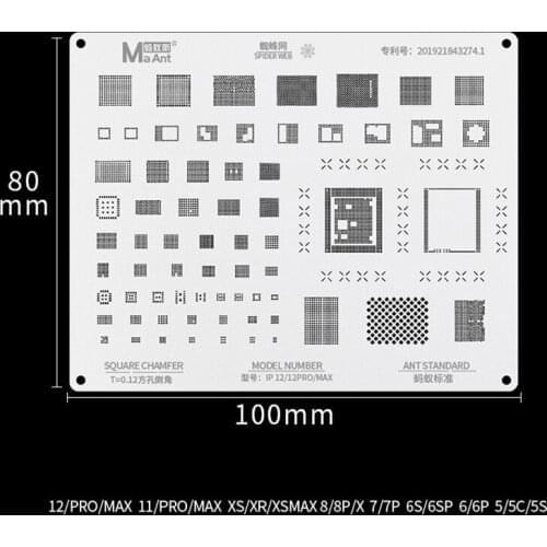 Ma Ant BGA Reballing Stencil for IPhone 12 11 Pro Max X XR XSMAX 8 7 6s 6 Plus 5S 5 IC Chip CPU NAND Power Tin Plant Solder Net